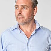 Classic Fit Light Prince Of Wales Check Cotton Shirt With Classic Collar Double Cuff