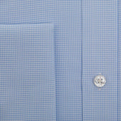 Classic Fit Light Small Gingham Check Cotton Shirt With Classic Collar And Double Cuff