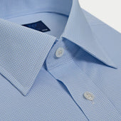 Classic Fit Light Small Gingham Check Cotton Shirt With Classic Collar And Double Cuff