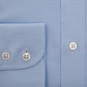 Classic Fit Light Small Gingham Check Cotton Shirt With Classic Collar Two Button Cuff