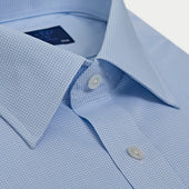Classic Fit Light Small Gingham Check Cotton Shirt With Classic Collar Two Button Cuff