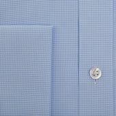 Classic Fit Light Small Gingham Check Cotton Shirt With Cut Away Collar Double Cuff