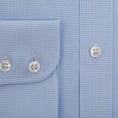 Classic Fit Light Small Gingham Check Cotton Shirt With Cut Away Collar Two Button Cuff