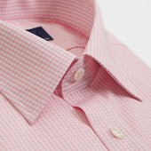 Classic Fit Light Gingham Check Cotton Shirt With Classic Collar Two Button Cuff