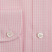 Classic Fit Light Gingham Check Cotton Shirt With Classic Collar Two Button Cuff