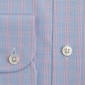 Classic Fit Lilac Overcheck Cotton Shirt With Classic Collar Two Button Cuff