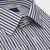 Classic Fit Candy Stripe Cotton Shirt With Classic Collar Double Cuff