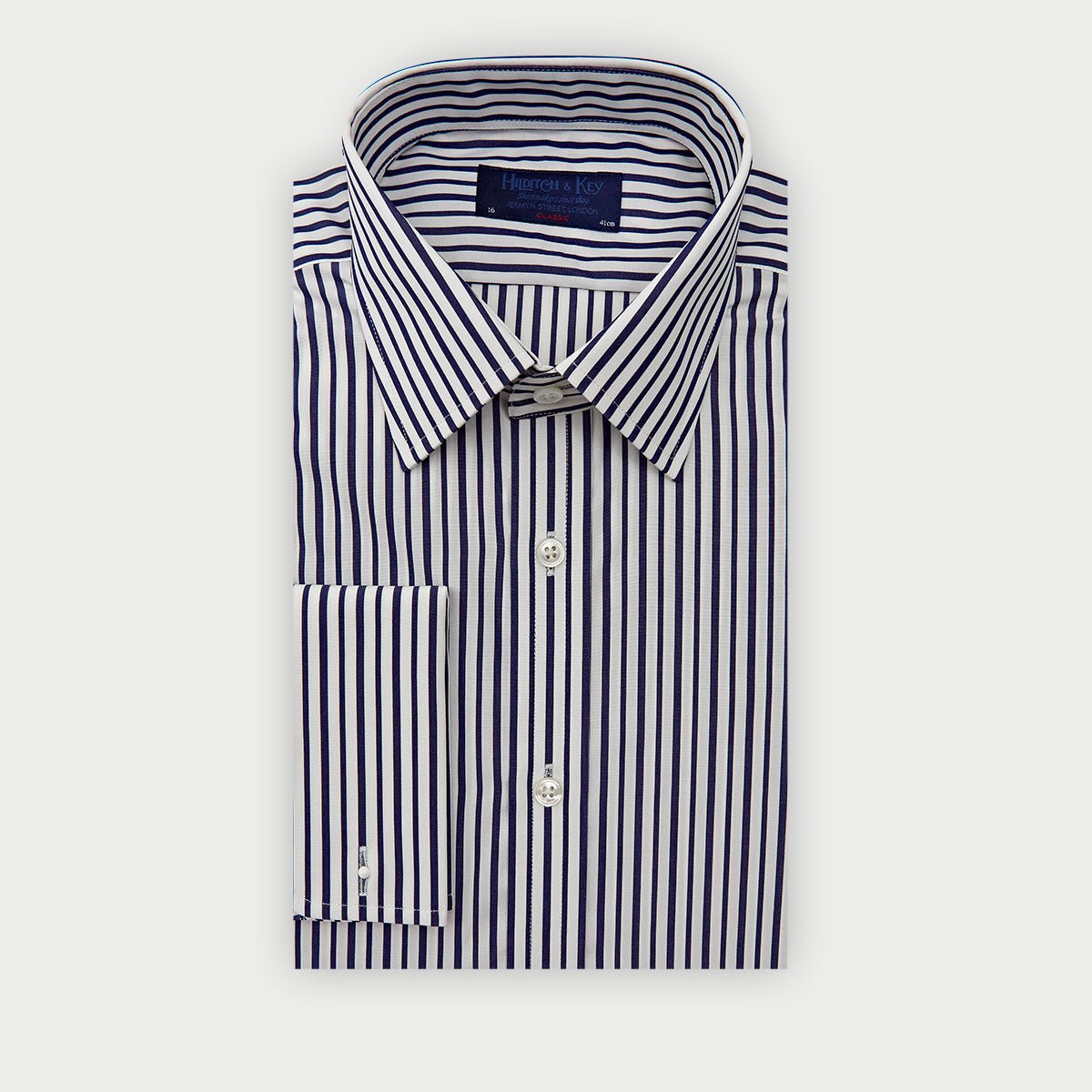Classic Fit Candy Stripe Cotton Shirt With Classic Collar Double Cuff