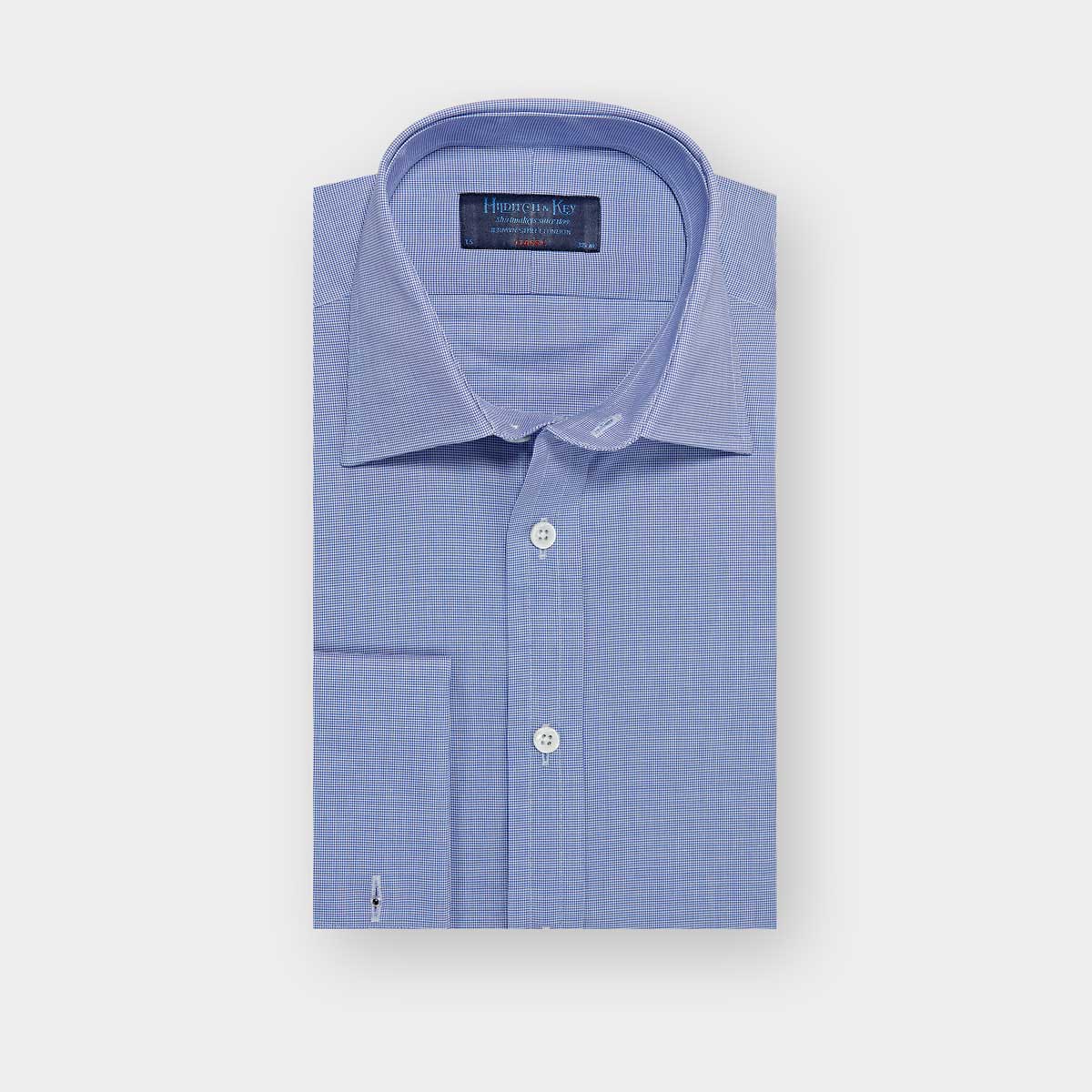 Classic Fit Micro Houndstooth Cotton Shirt With Classic Collar Double Cuff