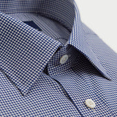 Classic Fit Small Gingham Check Cotton Shirt With Classic Collar Two Button Cuff
