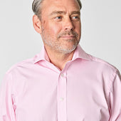 Classic Fit Pink Fine Bengal Stripe Cotton Poplin Shirt With Cut Away Collar Double Cuff