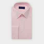 Classic Fit Pink Pinstripe Cotton Shirt with Classic Collar & Double Cuff