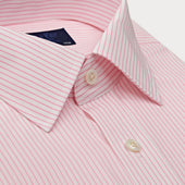 Classic Fit Pink Pinstripe Cotton Shirt With Classic Collar Double Cuff