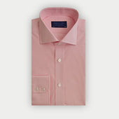Classic Fit Pink Small Gingham Check Cotton Shirt With Cut Away Collar Two Button Cuff