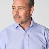 Classic Fit Plain End On End Cotton Poplin Shirt With Cut Away Collar Two Button Cuff