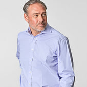 Classic Fit Plain End On End Cotton Poplin Shirt With Cut Away Collar Two Button Cuff