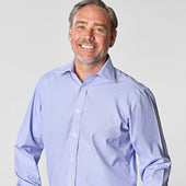 Classic Fit Plain End On End Cotton Shirt With Classic Collar Double Cuff