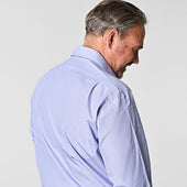 Classic Fit Plain End On End Cotton Shirt With Classic Collar Double Cuff