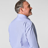 Classic Fit Plain End On End Cotton Shirt With Classic Collar Two Button Cuff
