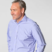 Classic Fit Plain End On End Cotton Shirt With Cut Away Collar Double Cuff