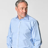 Classic Fit Plain Sea Island Quality Cotton Poplin Shirt With Classic Collar Double Cuff