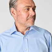 Classic Fit Plain Sea Island Quality Cotton Poplin Shirt With Classic Collar Double Cuff