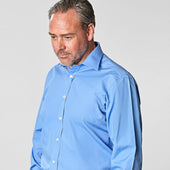 Classic Fit Plain Deep Cotton Poplin Shirt With Classic Collar Double Cuff