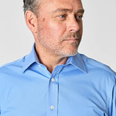 Classic Fit Plain Deep Cotton Poplin Shirt With Classic Collar Two Button Cuff