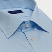 Classic Fit Plain Ice Cotton Poplin Shirt With Classic Collar Two Button Cuff