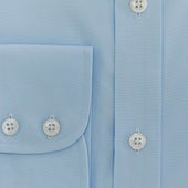 Classic Fit Plain Ice Cotton Poplin Shirt With Classic Collar Two Button Cuff