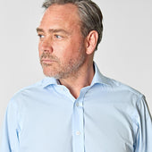 Classic Fit Plain Ice Cotton Poplin Shirt With Cut Away Collar Double Cuff