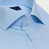 Classic Fit Plain Ice Cotton Poplin Shirt With Cut Away Collar Double Cuff