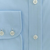 Classic Fit Plain Ice Cotton Poplin Shirt With Cut Away Collar Two Button Cuff