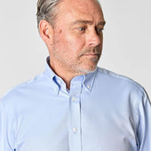 Classic Fit Plain Light Oxford Cotton Shirt With Button Down Collar Two Button Cuff