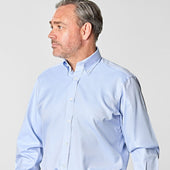 Classic Fit Plain Light Oxford Cotton Shirt With Button Down Collar Two Button Cuff
