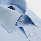 Classic Fit Plain Light Oxford Cotton Shirt With Classic Collar Double Cuff
