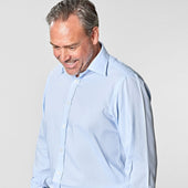 Classic Fit Plain Light Oxford Cotton Shirt With Classic Collar Double Cuff