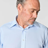 Classic Fit Plain Light Oxford Cotton Shirt With Classic Collar Double Cuff