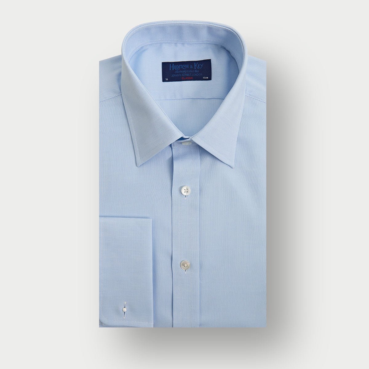Classic Fit Plain Light Oxford Cotton Shirt With Classic Collar Double Cuff