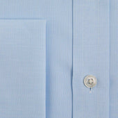 Classic Fit Plain Light Oxford Cotton Shirt With Classic Collar Double Cuff