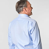Classic Fit Plain Light Sea Island Quality Cotton Twill Shirt With Classic Collar Double Cuff