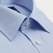 Classic Fit Plain Light Sea Island Quality Cotton Twill Shirt With Classic Collar Double Cuff