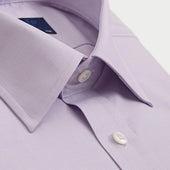 Classic Fit Plain Lilac Textured Cotton Shirt With Classic Collar Double Cuff