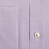 Classic Fit Plain Lilac Textured Cotton Shirt With Classic Collar Double Cuff