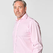Classic Fit Plain Pink End On End Cotton Shirt With Cut Away Collar Double Cuff