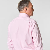 Classic Fit Plain Pink End On End Cotton Shirt With Cut Away Collar Double Cuff