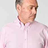 Classic Fit Plain Pink Oxford Cotton Shirt With Button Down Collar Two Button Cuff