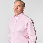 Classic Fit Plain Pink Oxford Cotton Shirt With Button Down Collar Two Button Cuff