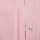 Classic Fit Plain Pink Oxford Cotton Shirt With Classic Collar Double Cuff