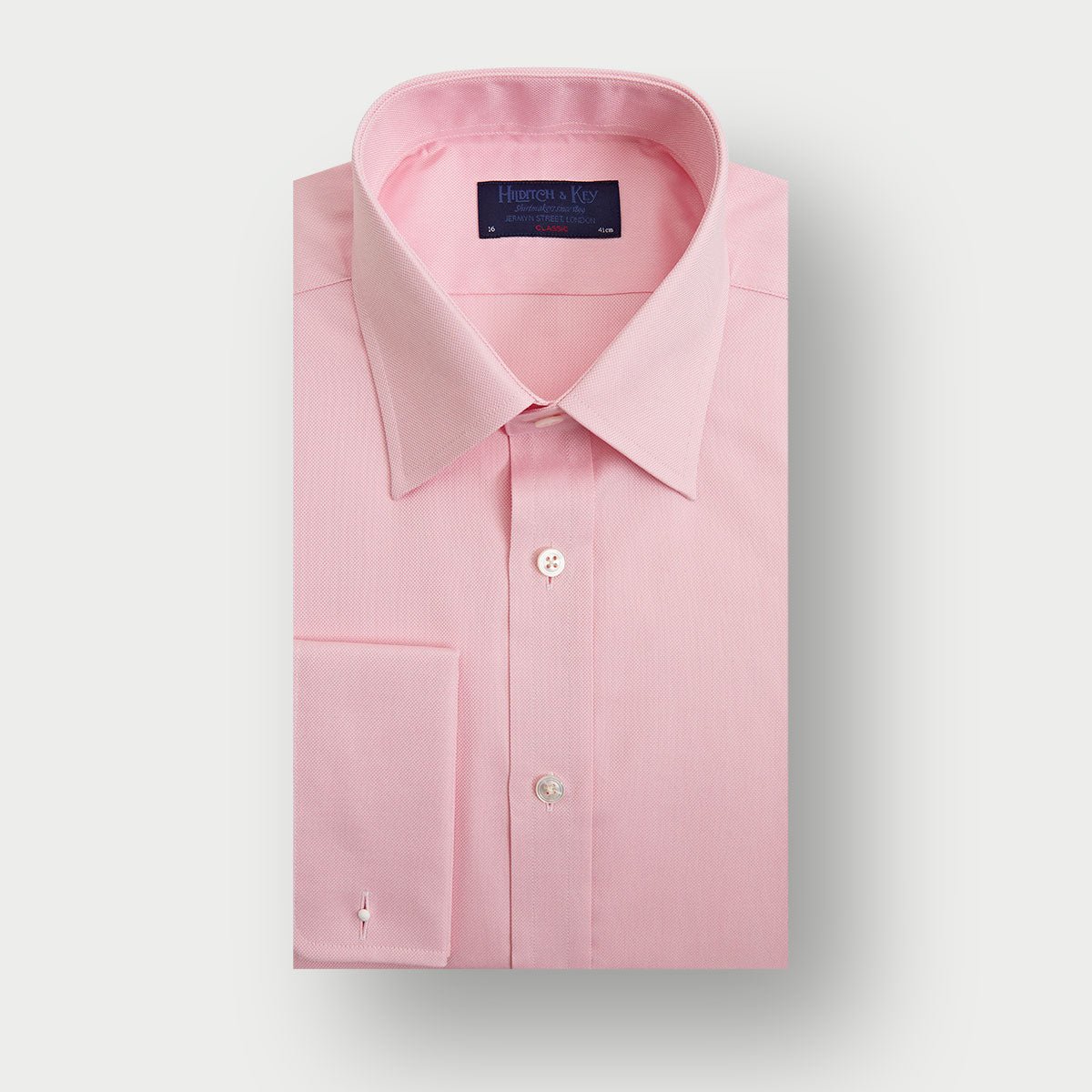 Classic Fit Plain Pink Oxford Cotton Shirt With Classic Collar Double Cuff